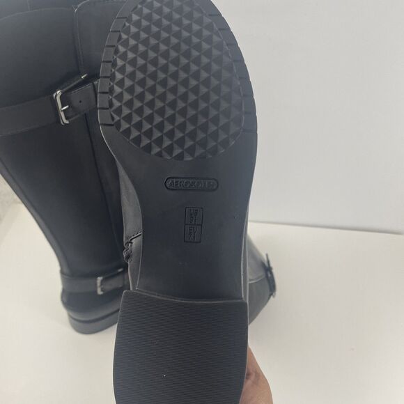 Aerosoles Black Leather Stretch Knee Boots Override Women’s Sz 9.5M - Picture 3 of 6